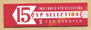 Seeburg V, VL & KD Drum Pricing Card Left Arrow Red (JP507A)