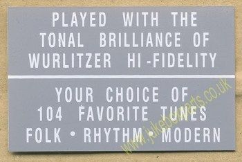 Wurlitzer Display Card Grey (JP563)