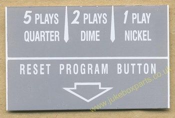 Wurlitzer Instruction Card Grey (JP564)