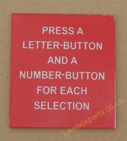 Seeburg M100 A,B & C Instruction Glass (JP663)