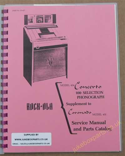 Rock-Ola 434 Concerto Service Supplement Manual & Parts List 1968