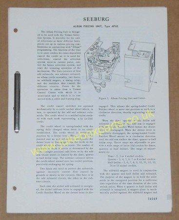 Seeburg Pricing Unit Type APU2 Information, Adjustments, Diagrams, Schematic & Parts List (USM225)