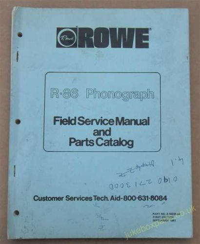 Rowe Ami R-86 Blue Magic, Gold Magic Service Manual & Parts Catalog (USM233)