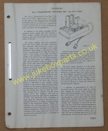 Seeburg 33 1/3 Transistorized Auto-Speed Unit TASU1 (USM248)