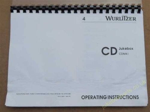 Wurlitzer CD Jukebox CDM41 Operating Instructions (USM47)