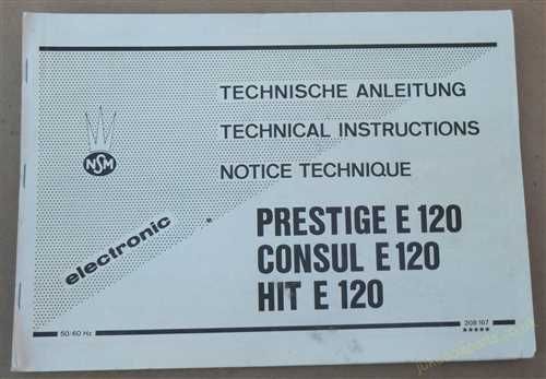 NSM Prestige E120 / Consul E120 / Hit E120 Technical Instructions (USM477)