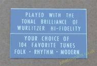 Wurlitzer Display Card Grey (WP71E)