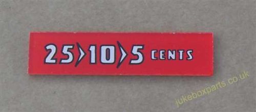 Wurlitzer 1700 / 1800  Pricing Plastic (WP71H)